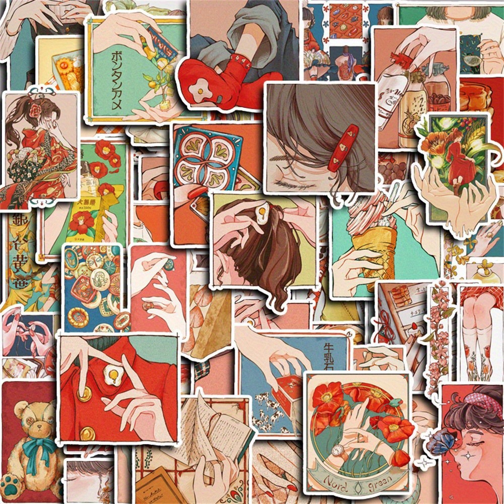 Japanese Lifestyle And Traditions - 50 Pezzi Adesivi in Stile Vintage