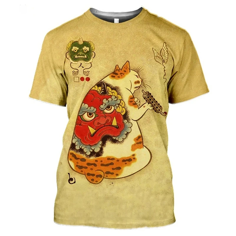 Japan Lifestyle And Culture - T-shirt con tatuaggio gatto giapponese Kung